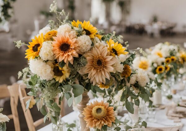 dahlias en zonnebloemen
