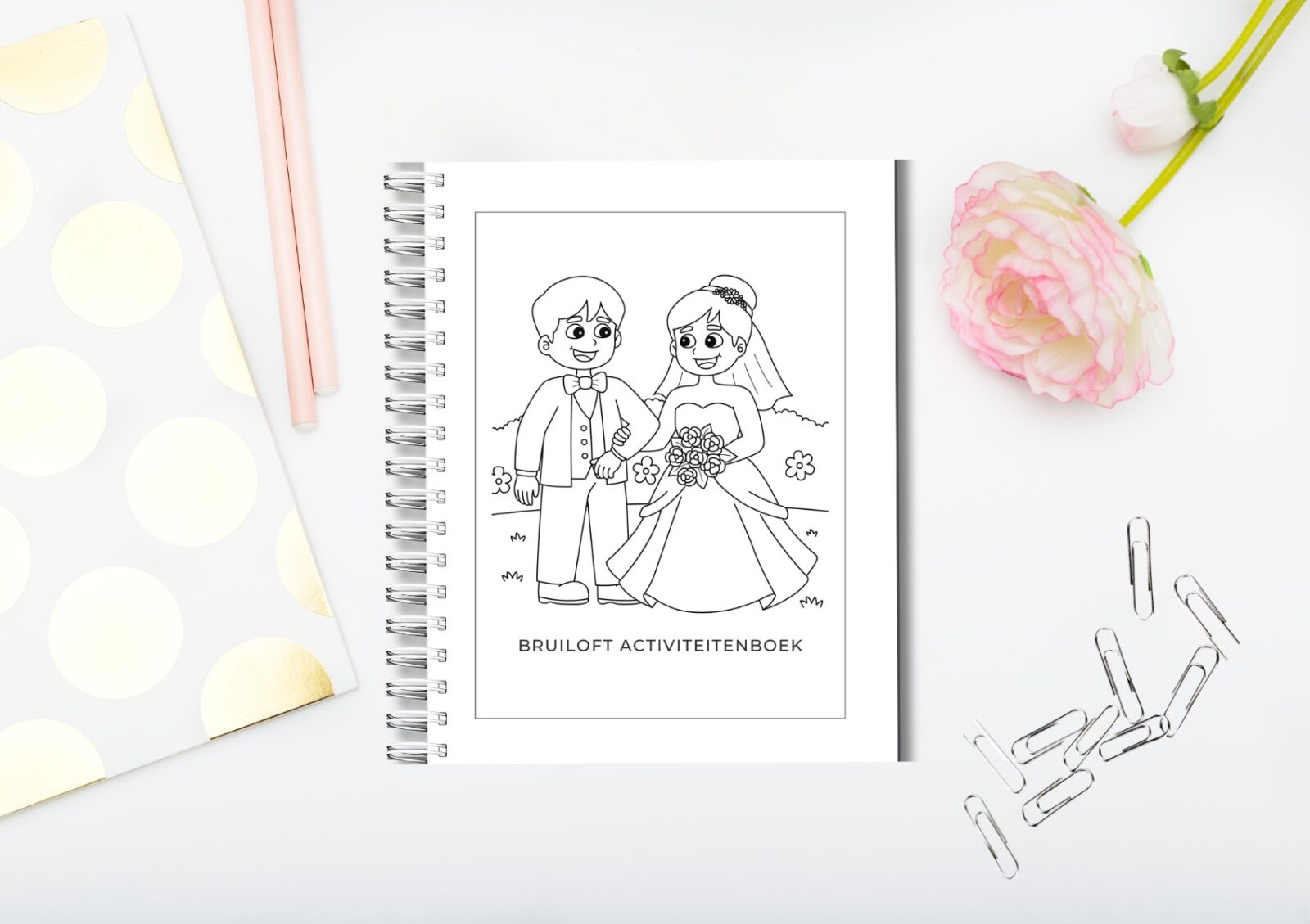 BAB. Hoofdafbeelding Bruiloft activiteitenboek voor kinderen